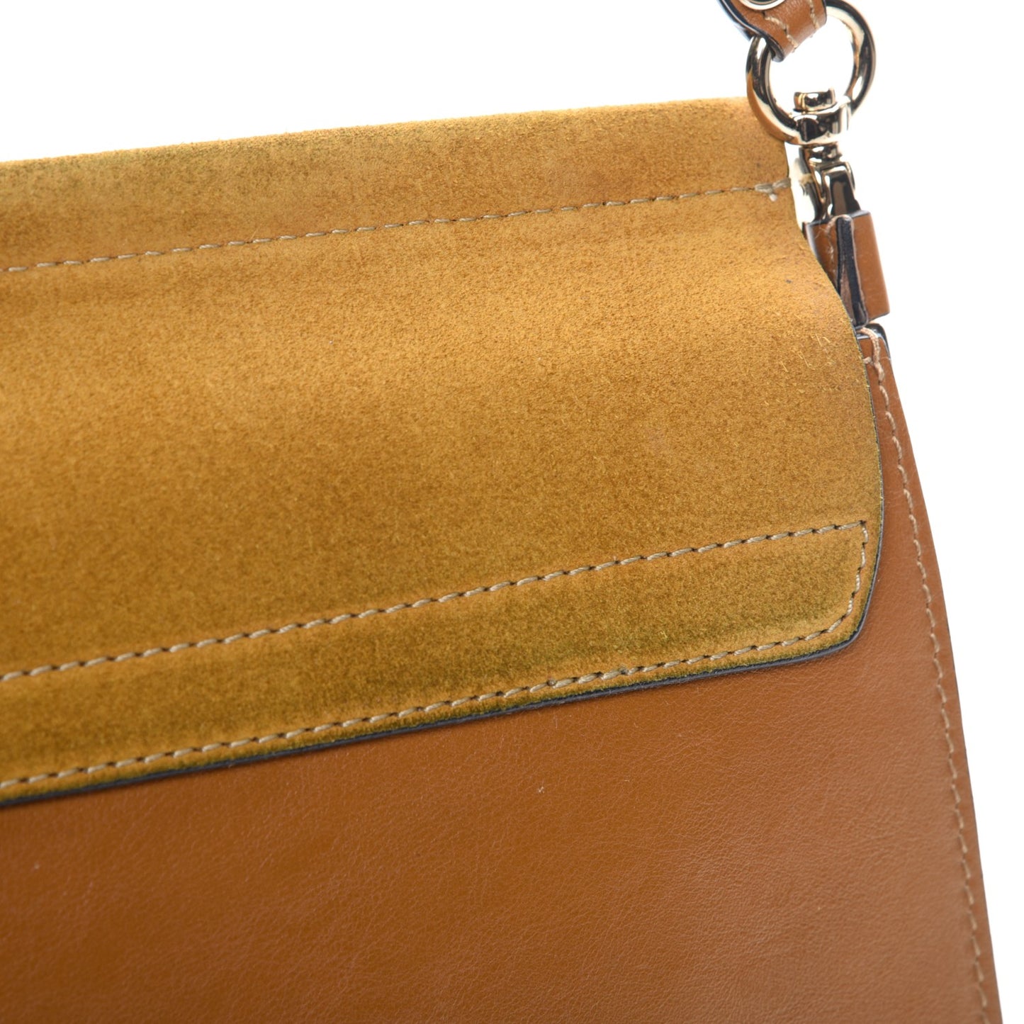 Suede Calfskin Medium Faye Shoulder Bag Mustard Brown