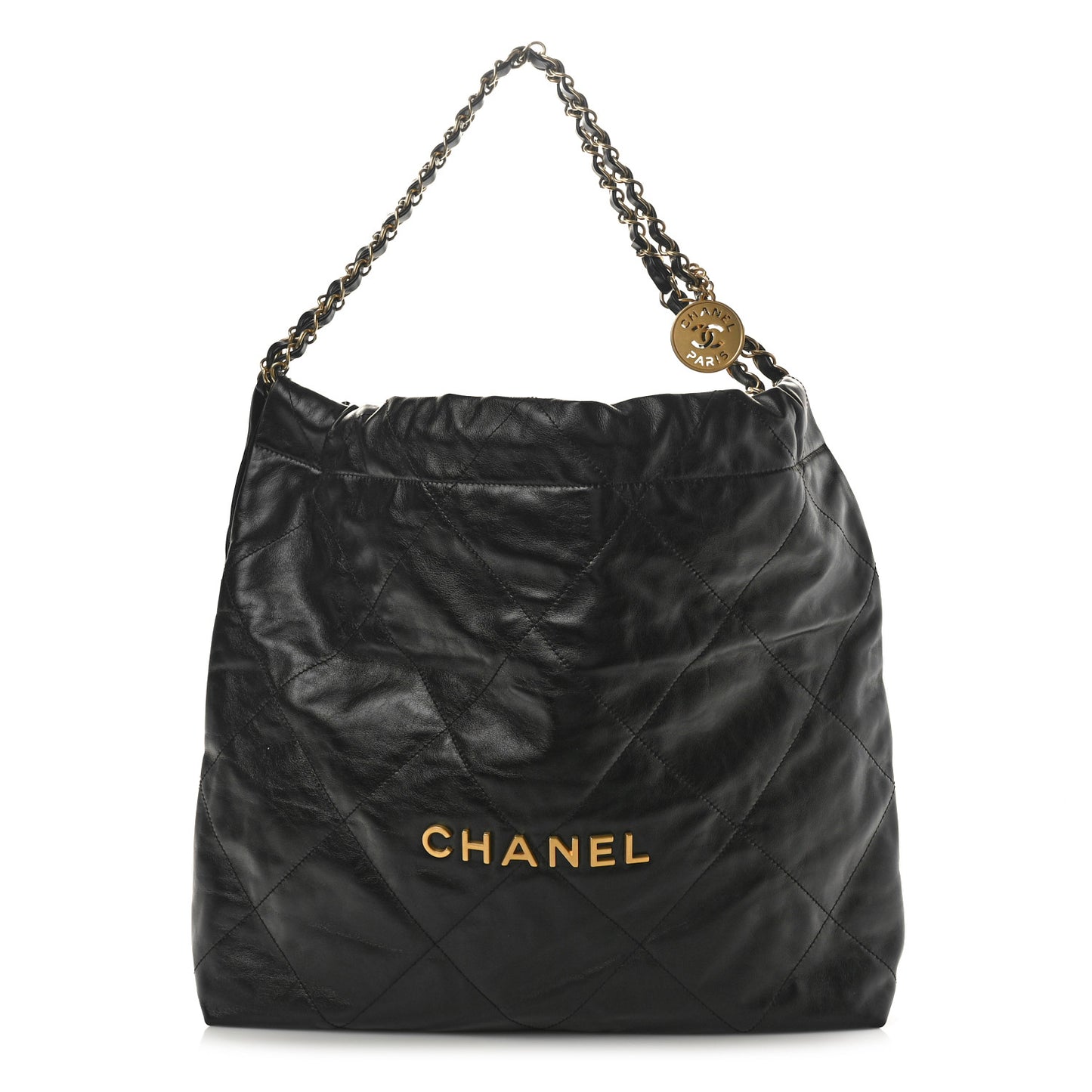 Shiny Calfskin Quilted Chanel 22 Black