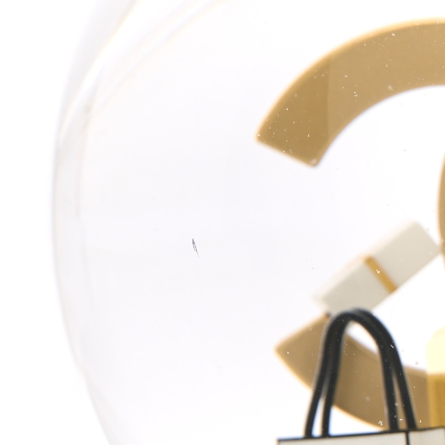 Glass CC Shopping Bag Snow Globe Gold
