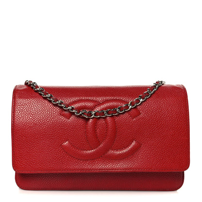 Chanel Caviar Timeless CC Wallet on Chain WOC Red 1 of 12