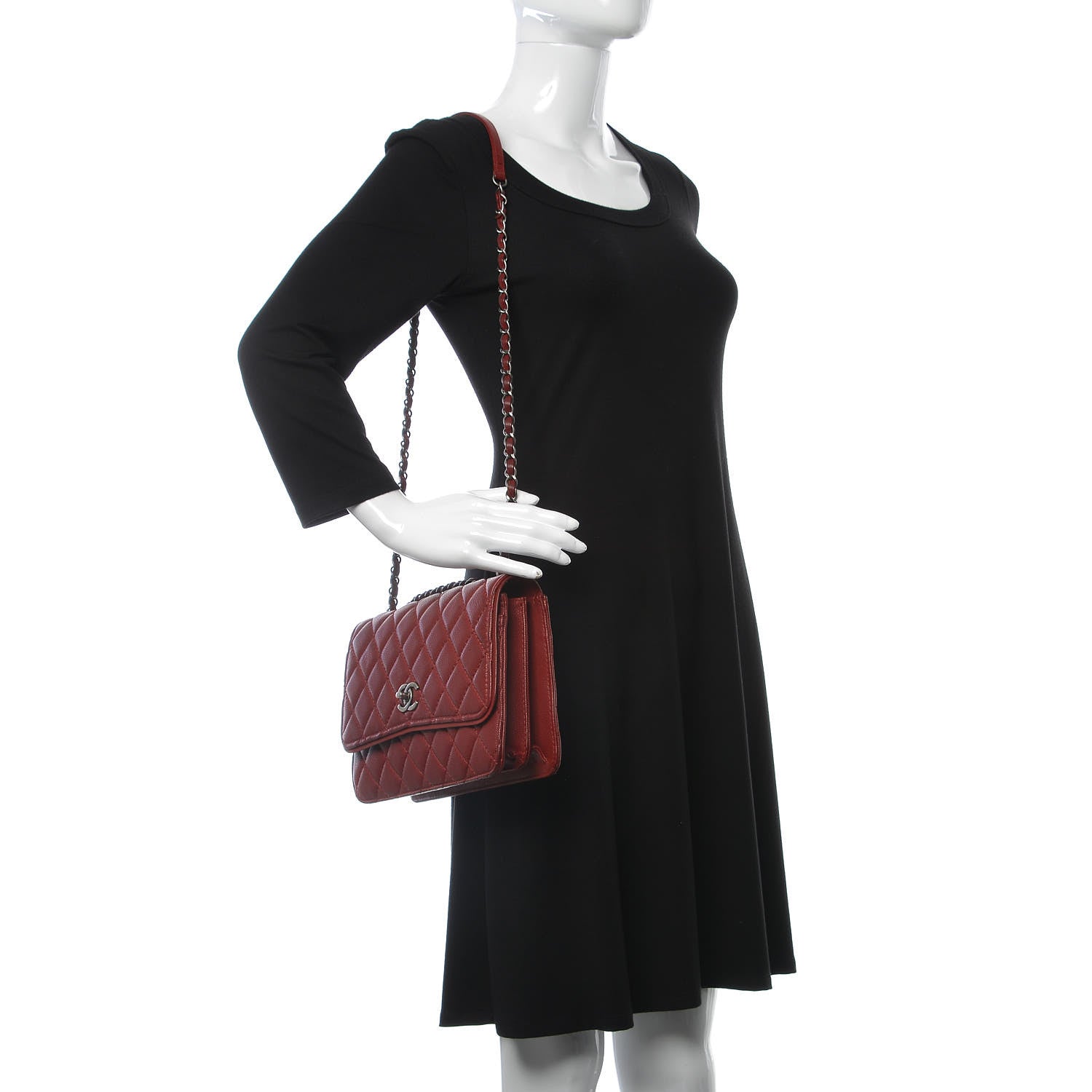 Chanel Caviar Quilted Flap With Chain Red 2 of 13
