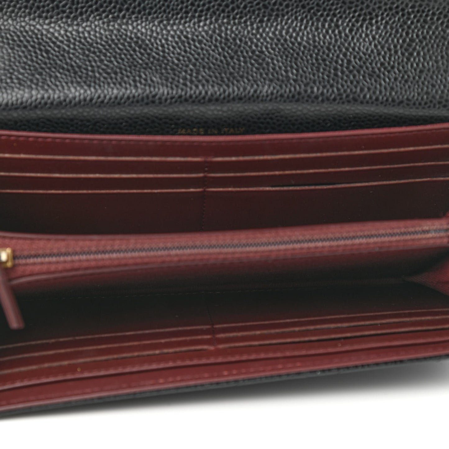 Caviar Quilted Large Gusset Flap Wallet Black