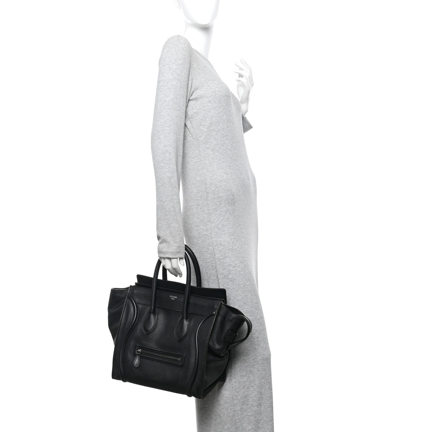 Celine Drummed Calfskin Mini Luggage Black 2 of 12