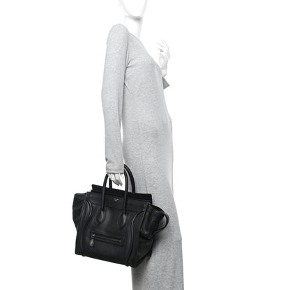 Celine Drummed Calfskin Mini Luggage Black 2 of 12