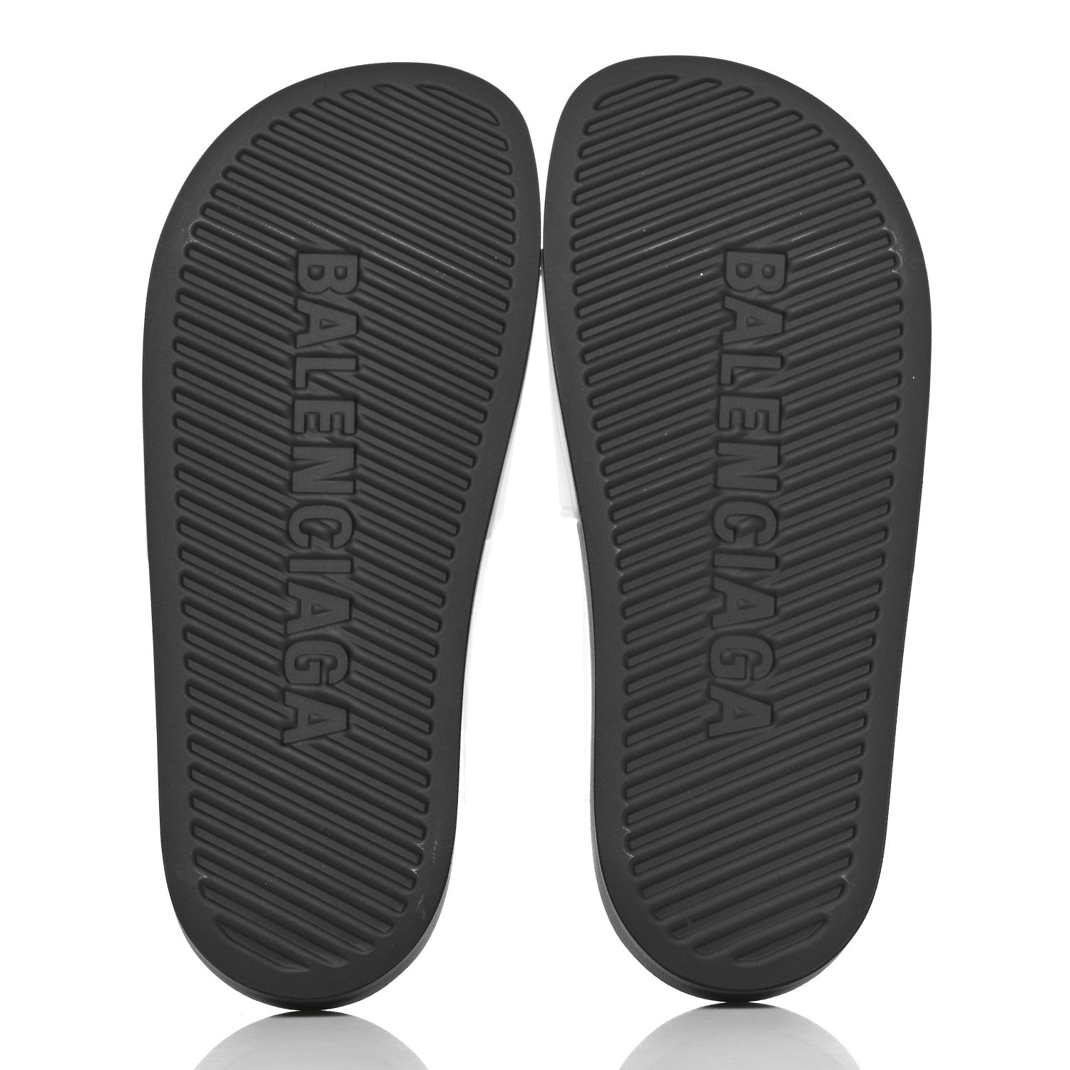 Balenciaga Rubber Womens Logo Pool Slide Sandals 39 Black White 6 of 9