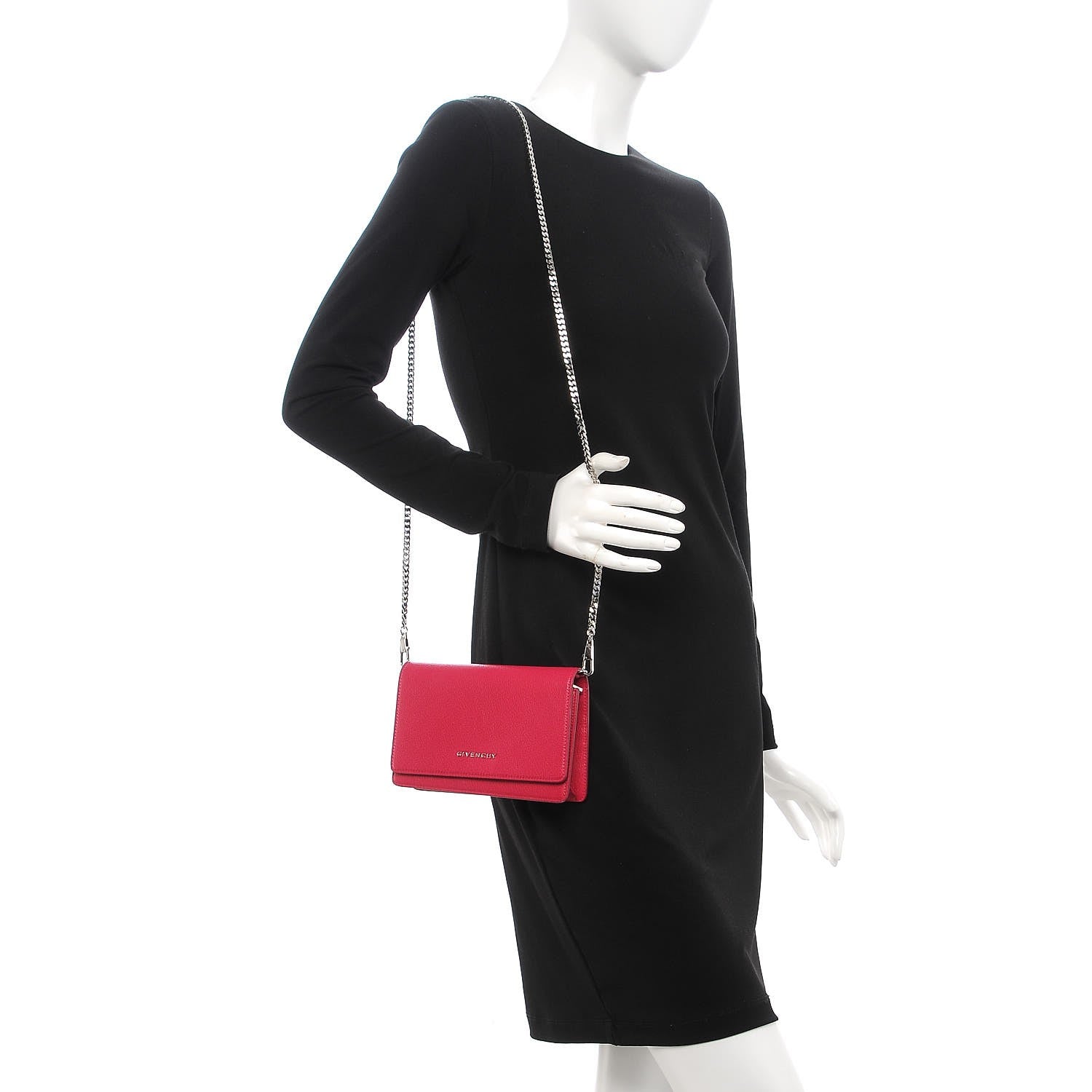 Givenchy Sugar Goatskin Pandora Chain Wallet Fuchsia 2 of 6