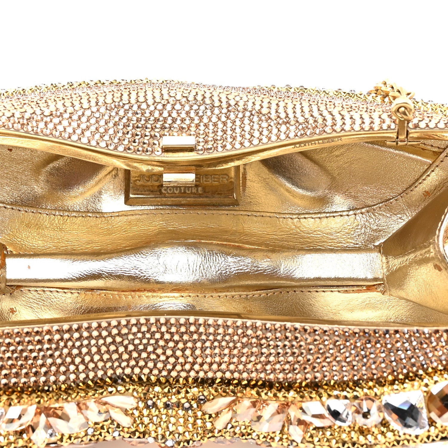 Judith Leiber Crystal Sunglass Minaudiere Clutch Gold Silver