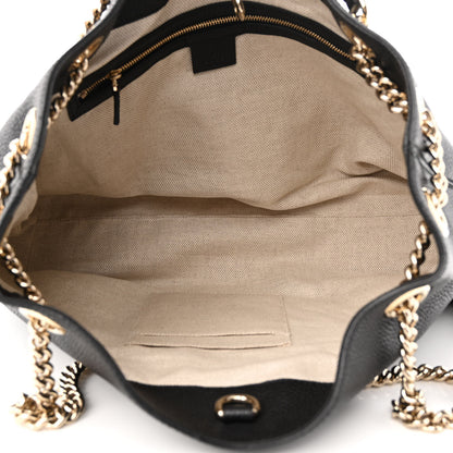 Gucci Pebbled Calfskin Medium Soho Chain Shoulder Bag Black 5 of 10