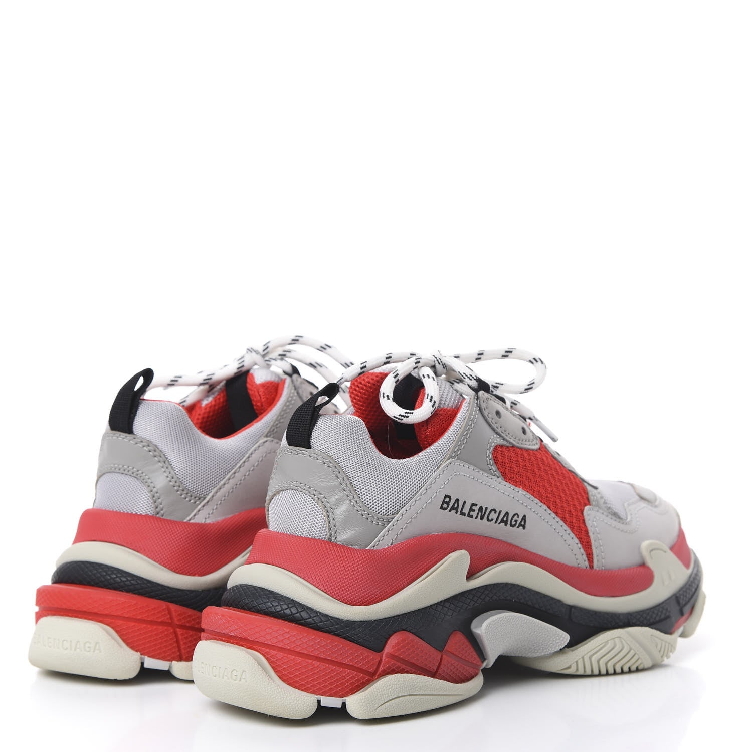 Balenciaga Fabric Mesh Womens Triple S Sneakers 37 Red Grey White 4 of 9