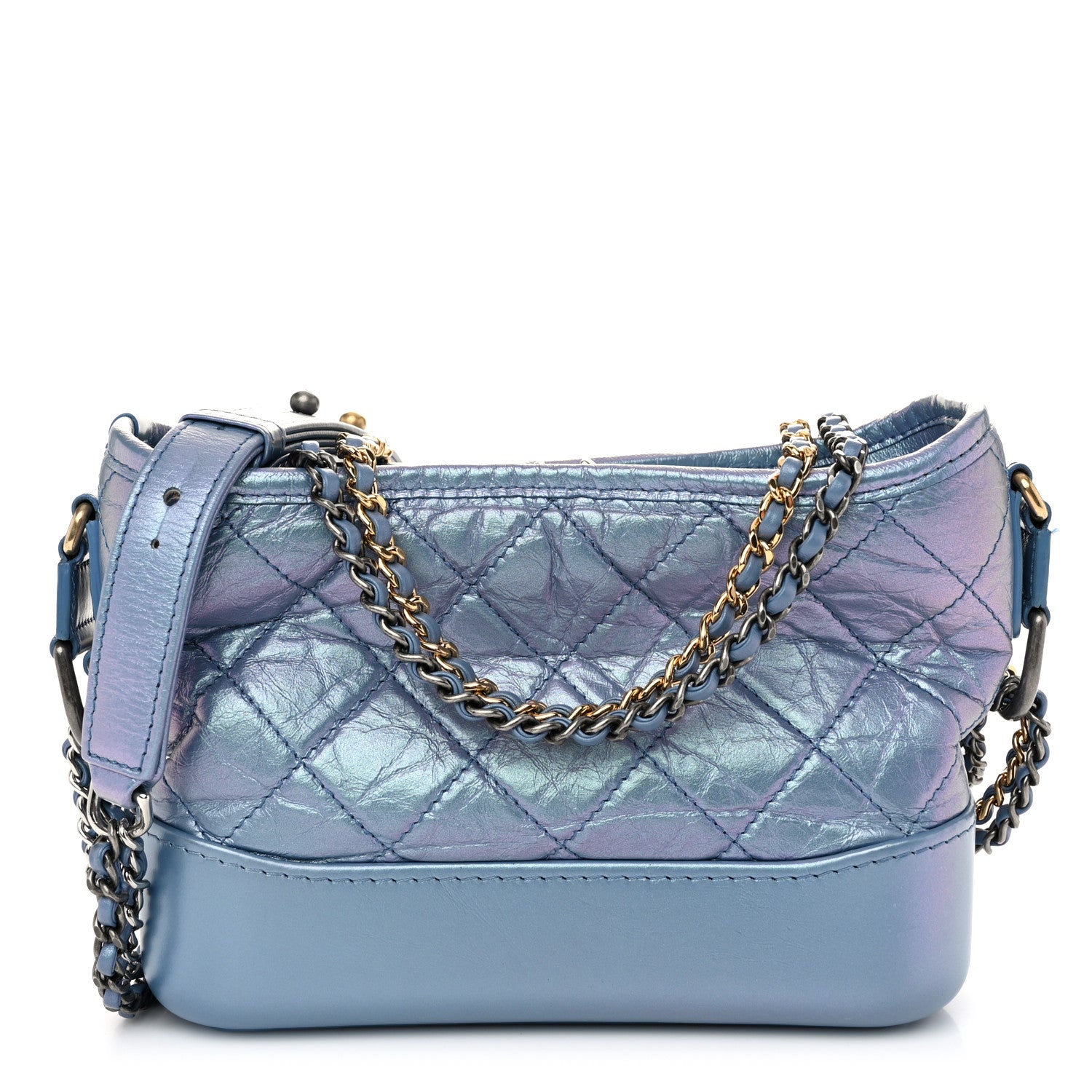 Chanel Iridescent Aged Calfskin Quilted Small Gabrielle Hobo Blue 1 of 11