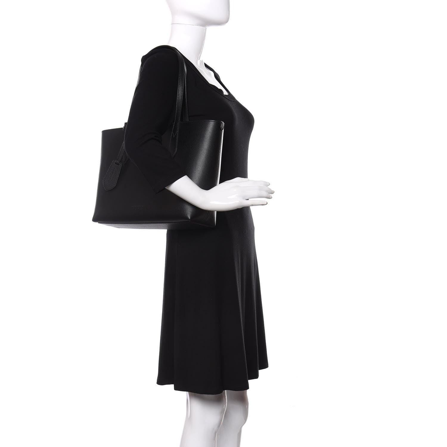 Burberry Grainy Calfskin Haymarket Check Small Reversible Tote Black 2 of 16