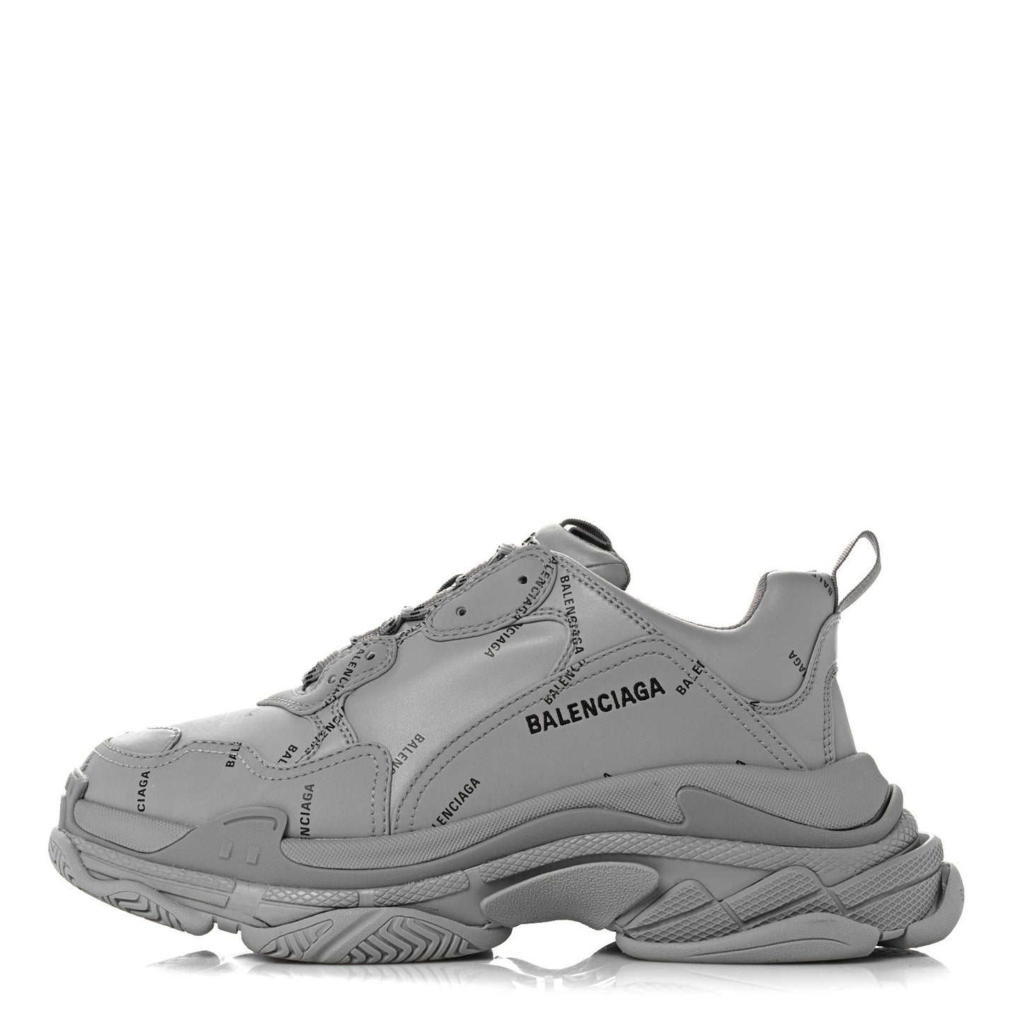 Technical Fabric Allover Logo Mens Triple S Sneakers 44 Grey Black
