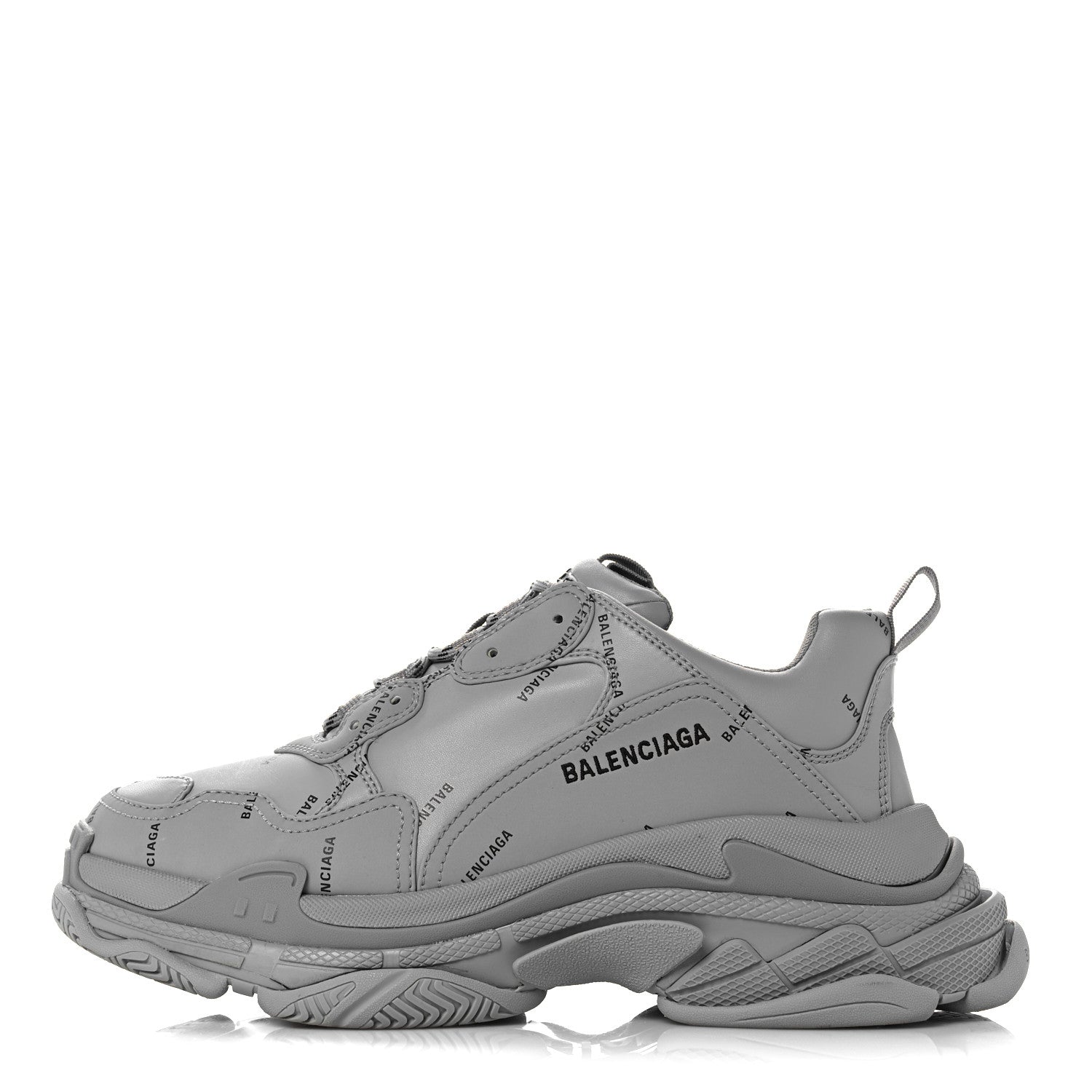 Balenciaga Technical Fabric Allover Logo Mens Triple S Sneakers 44 Grey Black 1 of 6