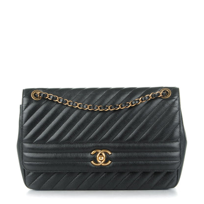 Chanel Shiny Goatskin Diagonal Quilted Medium Flap Black 1 of 8
