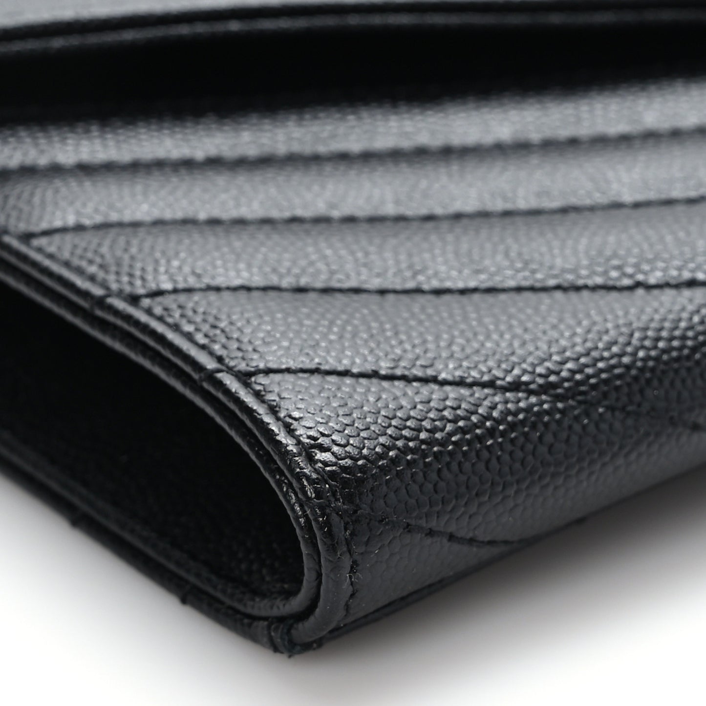 Grain De Poudre Matelasse Chevron Monogram Envelope Clutch Black