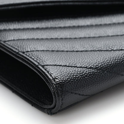 Saint Laurent Grain De Poudre Matelasse Chevron Monogram Envelope Clutch Black 8 of 9