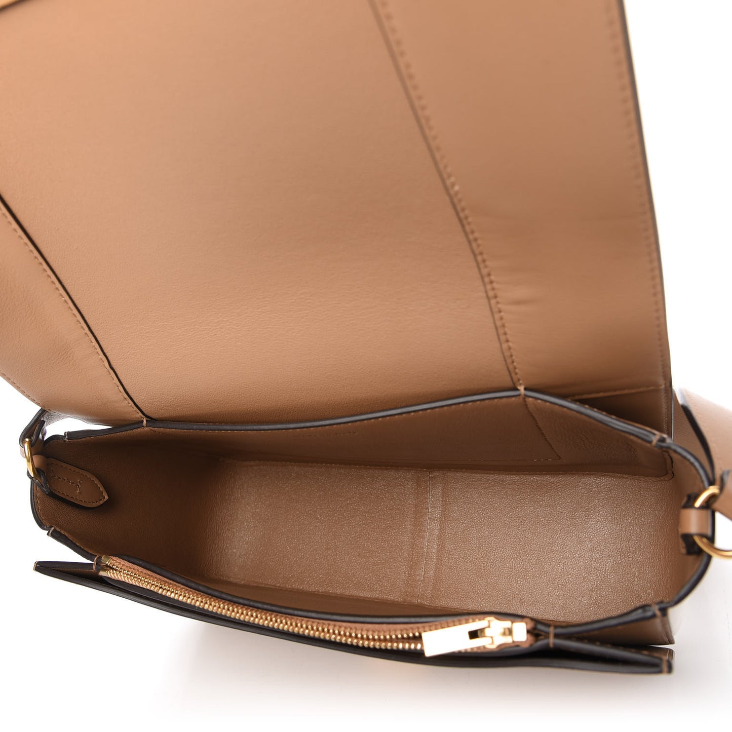 Shiny Smooth Calfskin Medium Frame Shoulder Bag Tan Optic White