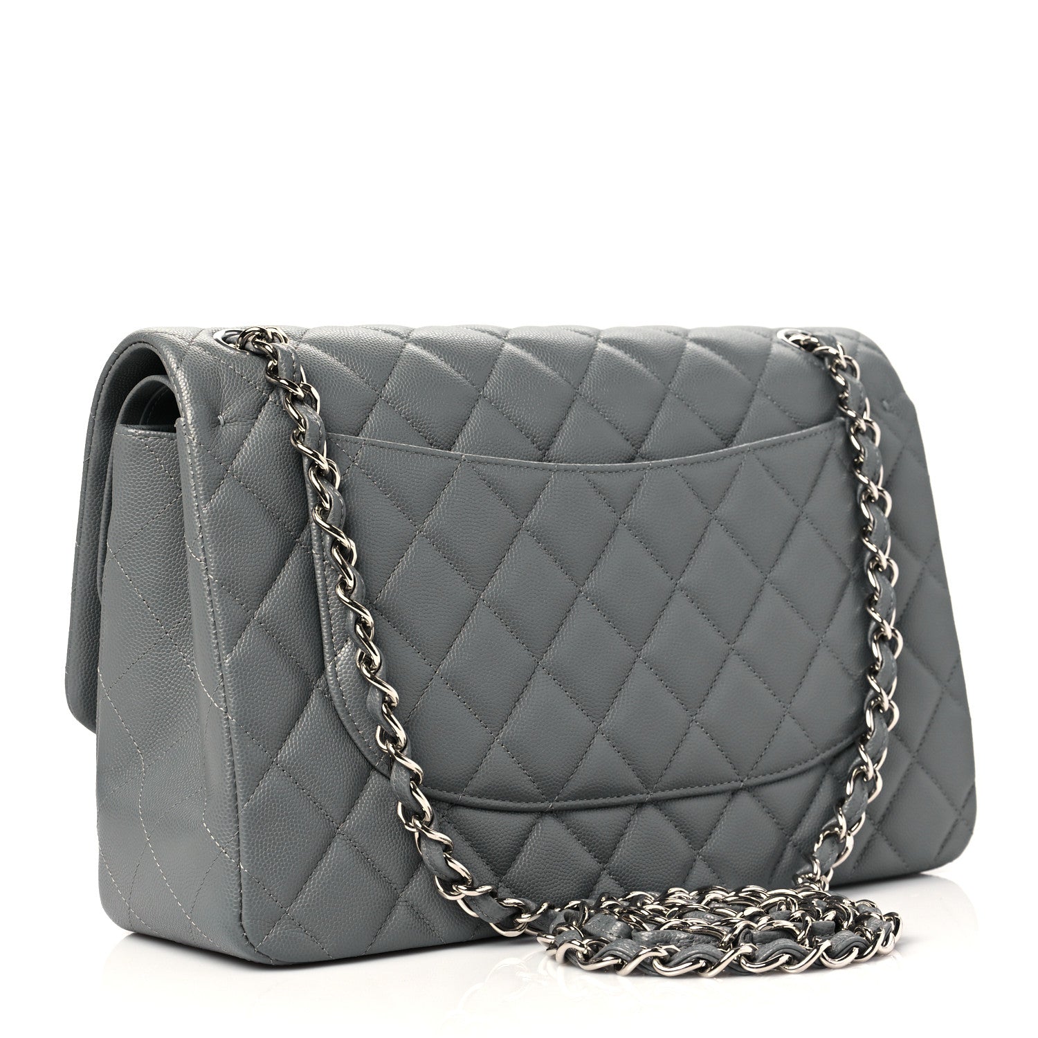 Chanel Caviar Quilted Jumbo Double Flap Grey 2 of 10