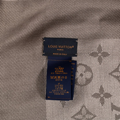Louis Vuitton Silk Wool Monogram Shine Classic Shawl Taupe 2 of 6
