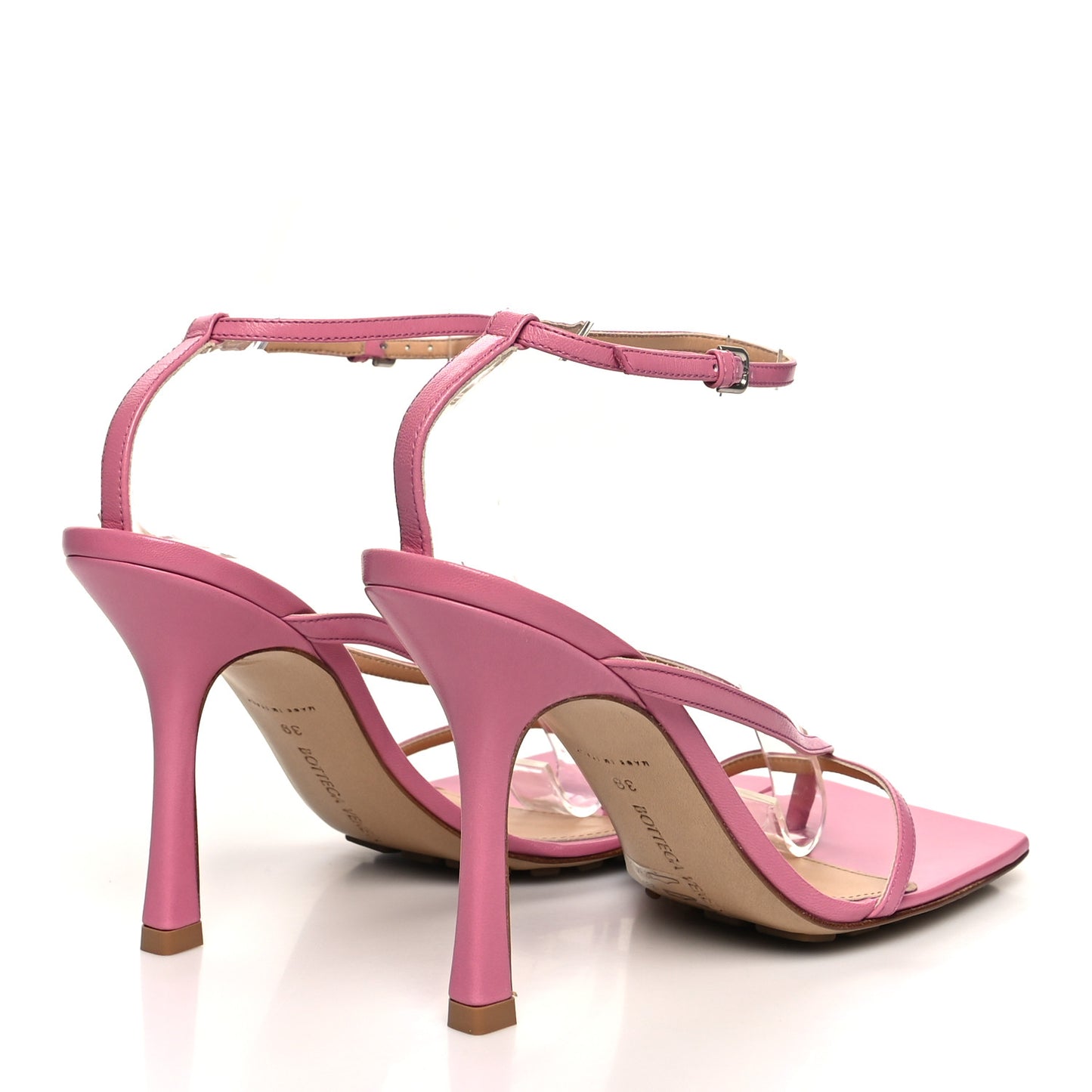 Lambskin Stretch Multi Strap 90mm Sandals 39 Fresia