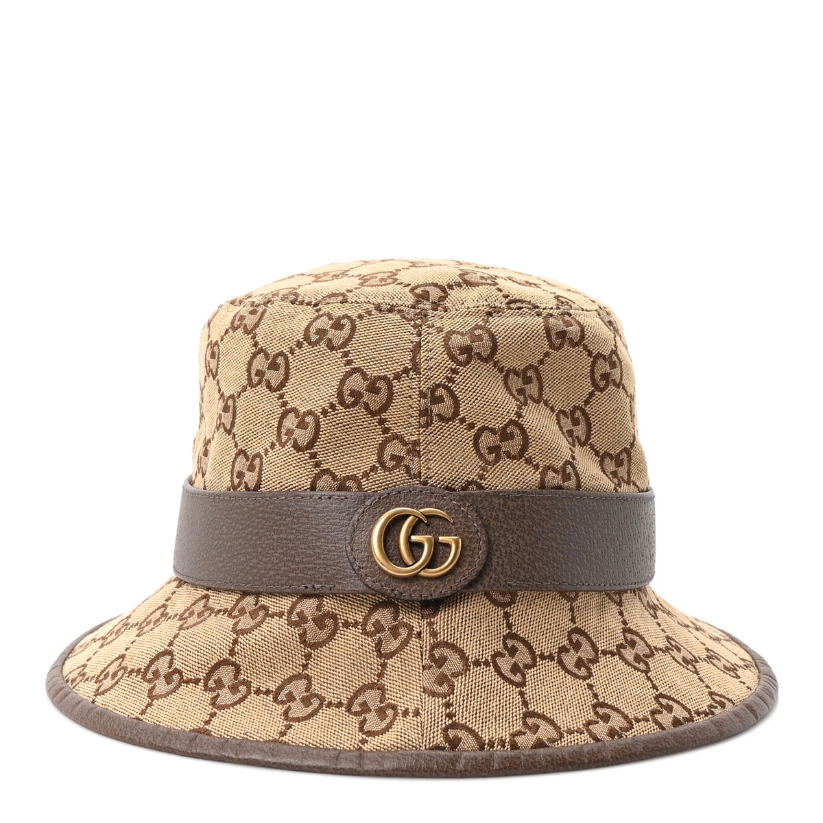 Monogram Textured Dollar Calfskin GG Jago Bucket Hat S Cacao Beige