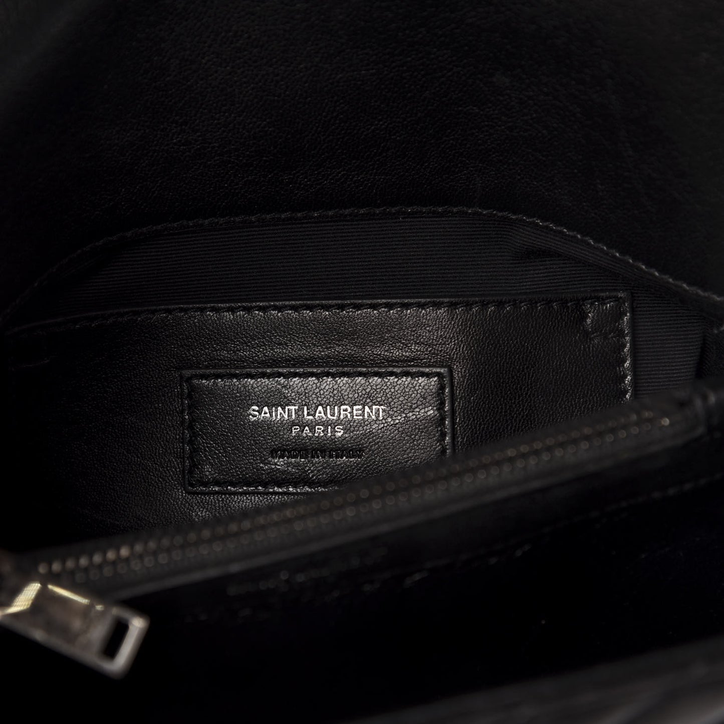 Sheepskin Matelasse Chevron Monogram Medium College Bag Black