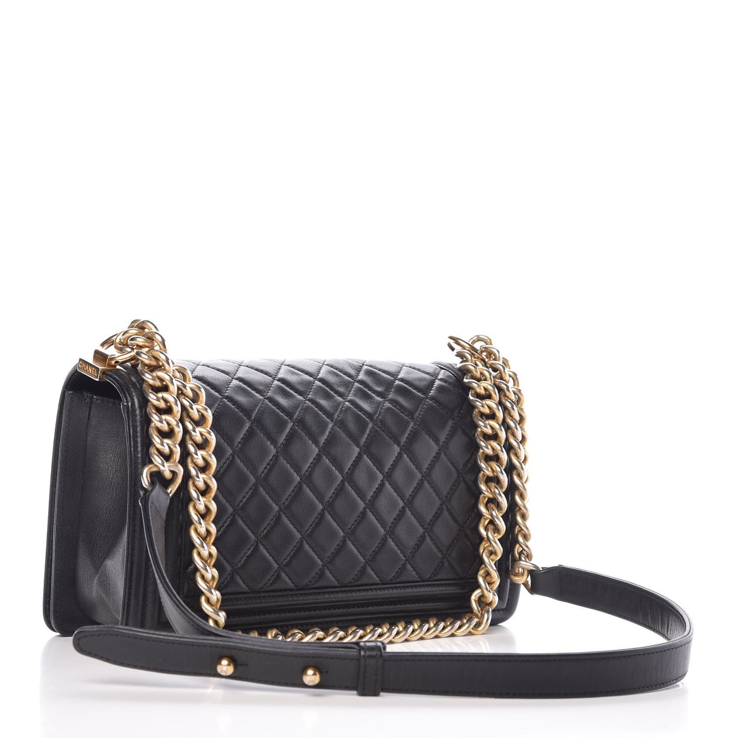 Lambskin Quilted Medium Boy Flap Black