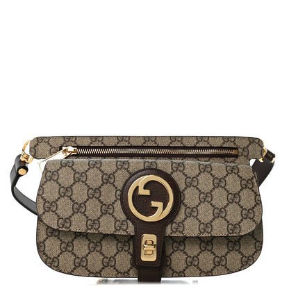 Gucci GG Supreme Monogram Textured Dollar Calfskin Blondie Belt Bag Beige Ebony New Acero 1 of 11