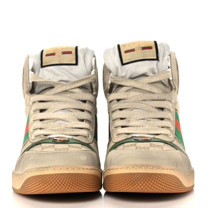 Gucci GG Monogram Nubuck Web Mens Screener High Top Sneakers 8 New Sand Dusty Milk Vintage Green 2 of 8