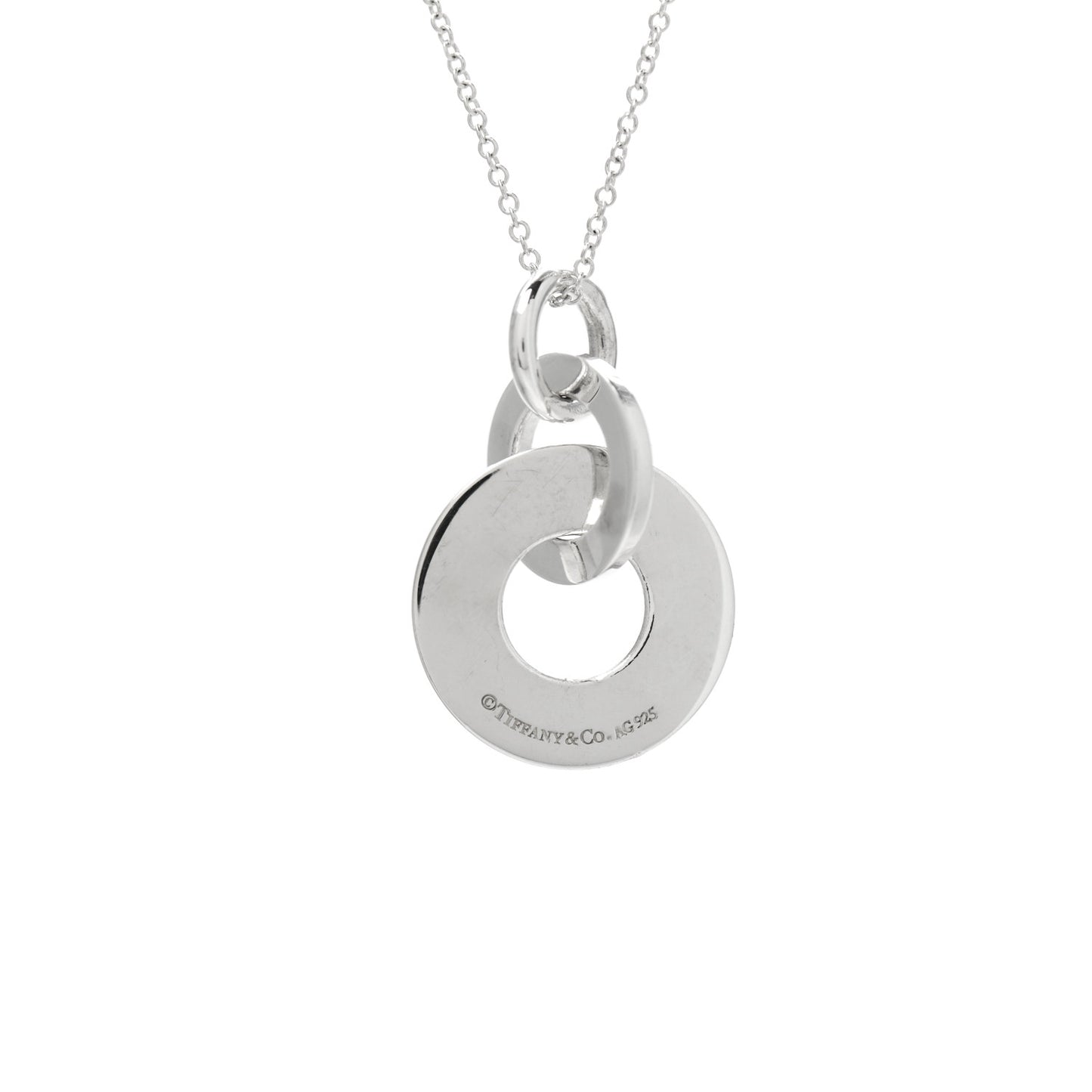 Sterling Silver 1837 Double Interlocking Drop Pendant Necklace