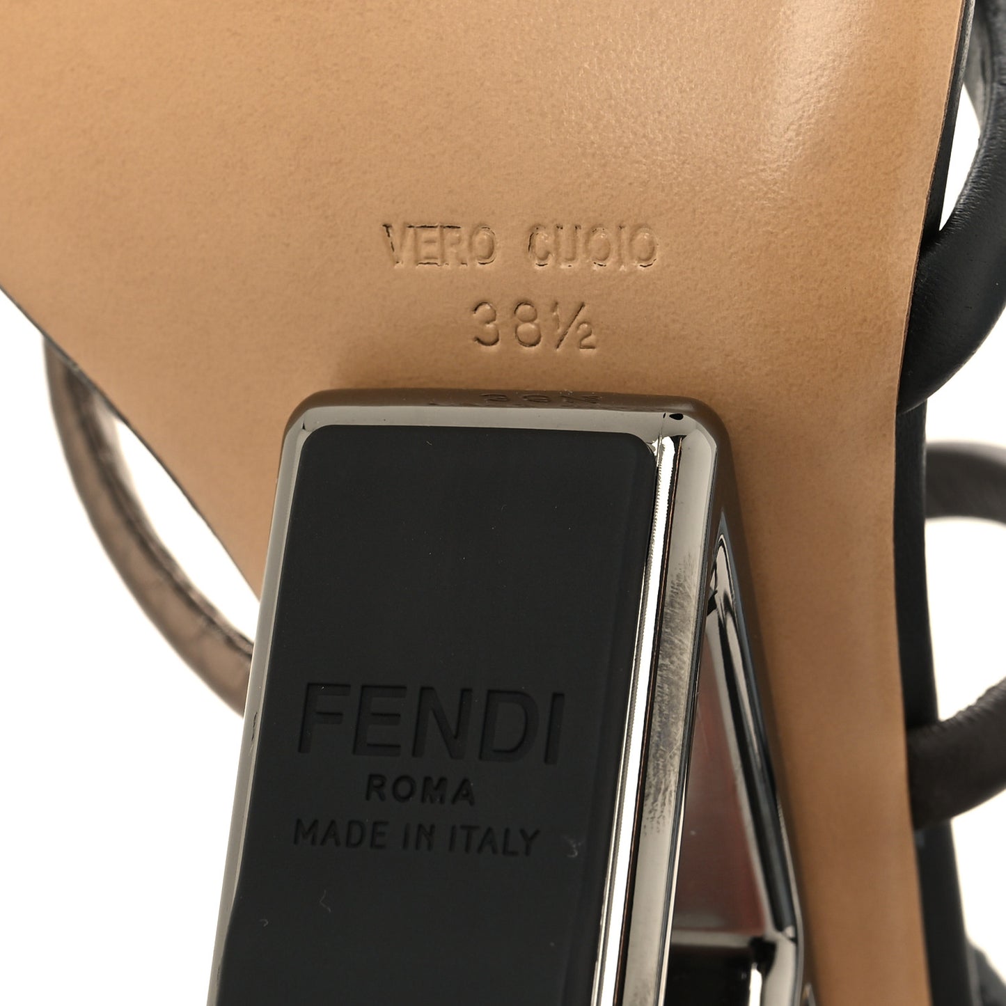 Nappa Metallic Ayers Fendi First 95mm Strappy Sandals 38.5 Black Chocolate Stagno