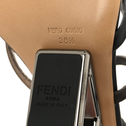 Fendi Nappa Metallic Ayers Fendi First 95mm Strappy Sandals 38.5 Black Chocolate Stagno 6 of 8