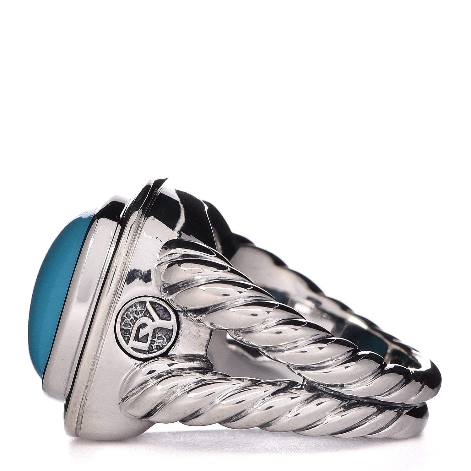 David Yurman Sterling Silver Turquoise 14mm Albion Ring 54 7 2 of 5