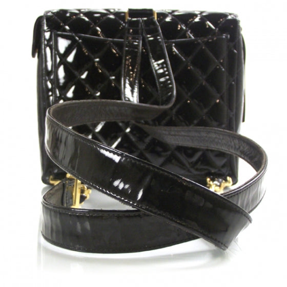 Patent Quilted Backpack Black