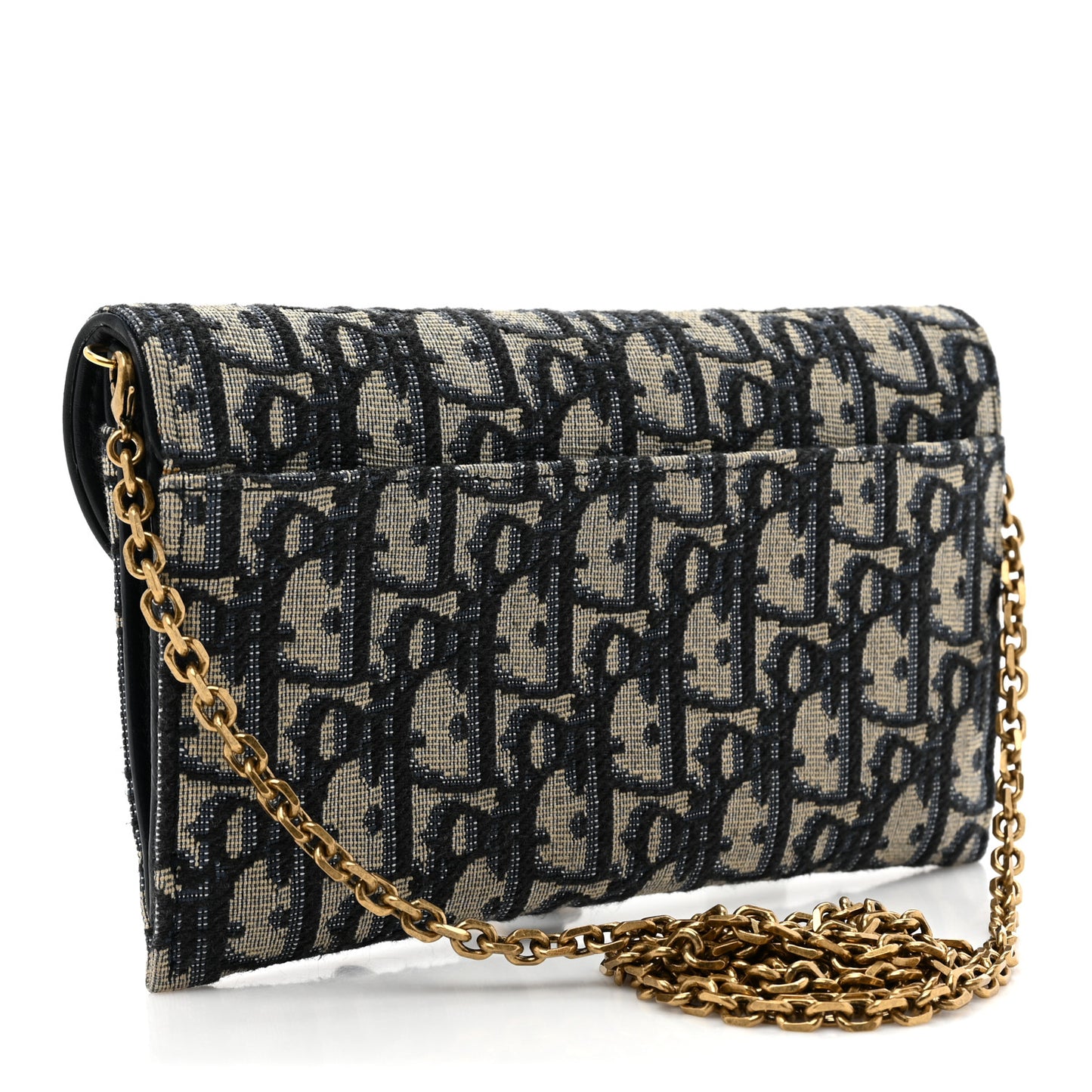 Oblique Saddle Chain Wallet Blue