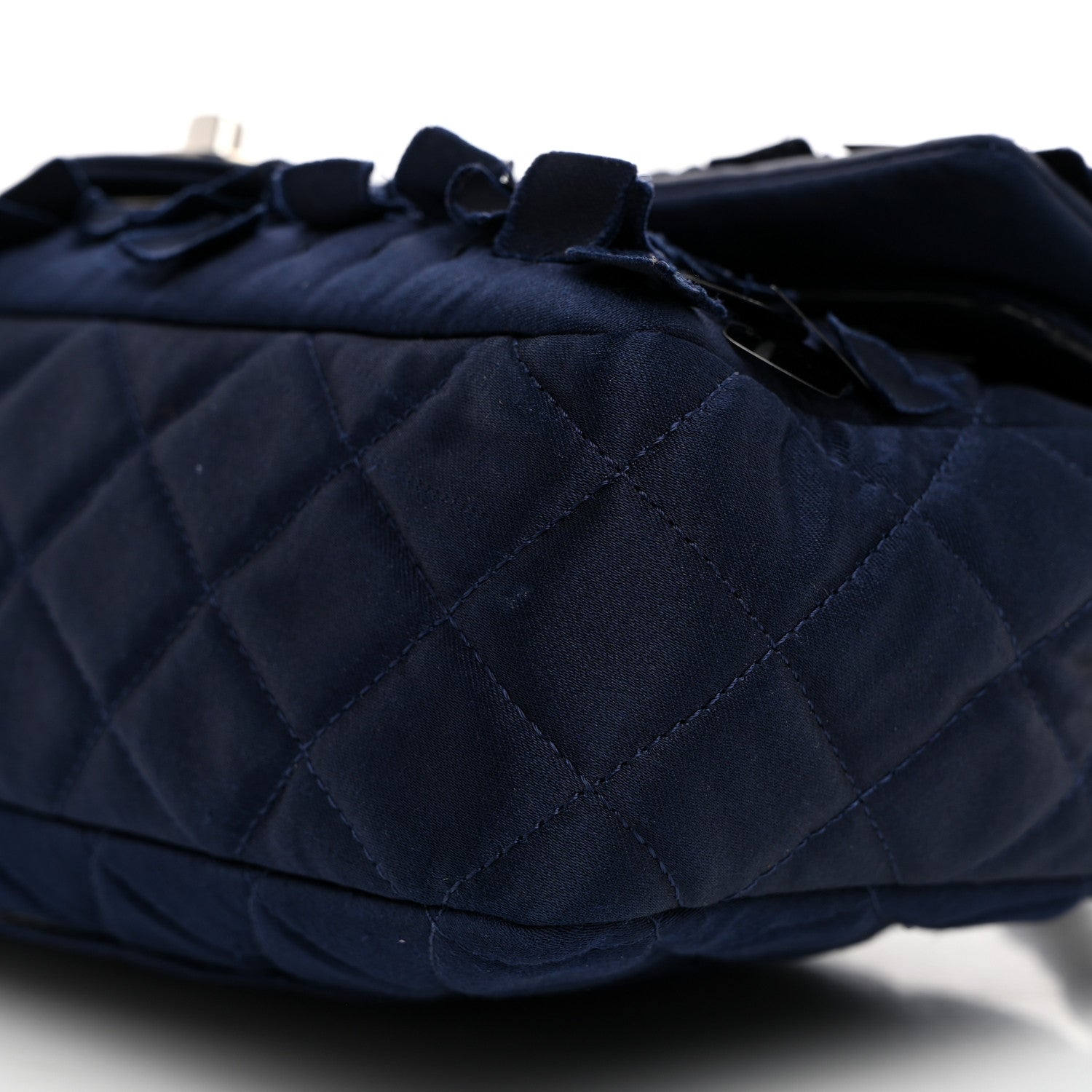 Chanel Satin Paillette Sequin Quilted Medium Single Flap Navy 10 of 10