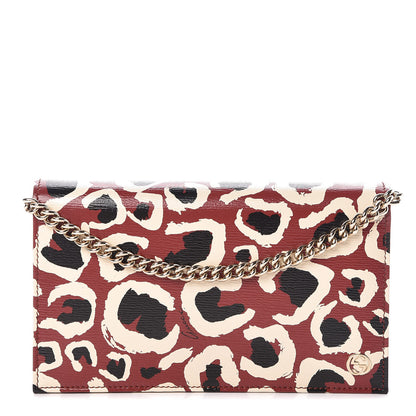 Gucci Patent Leopard Print Betty Chain Wallet Brick Red Black 1 of 9
