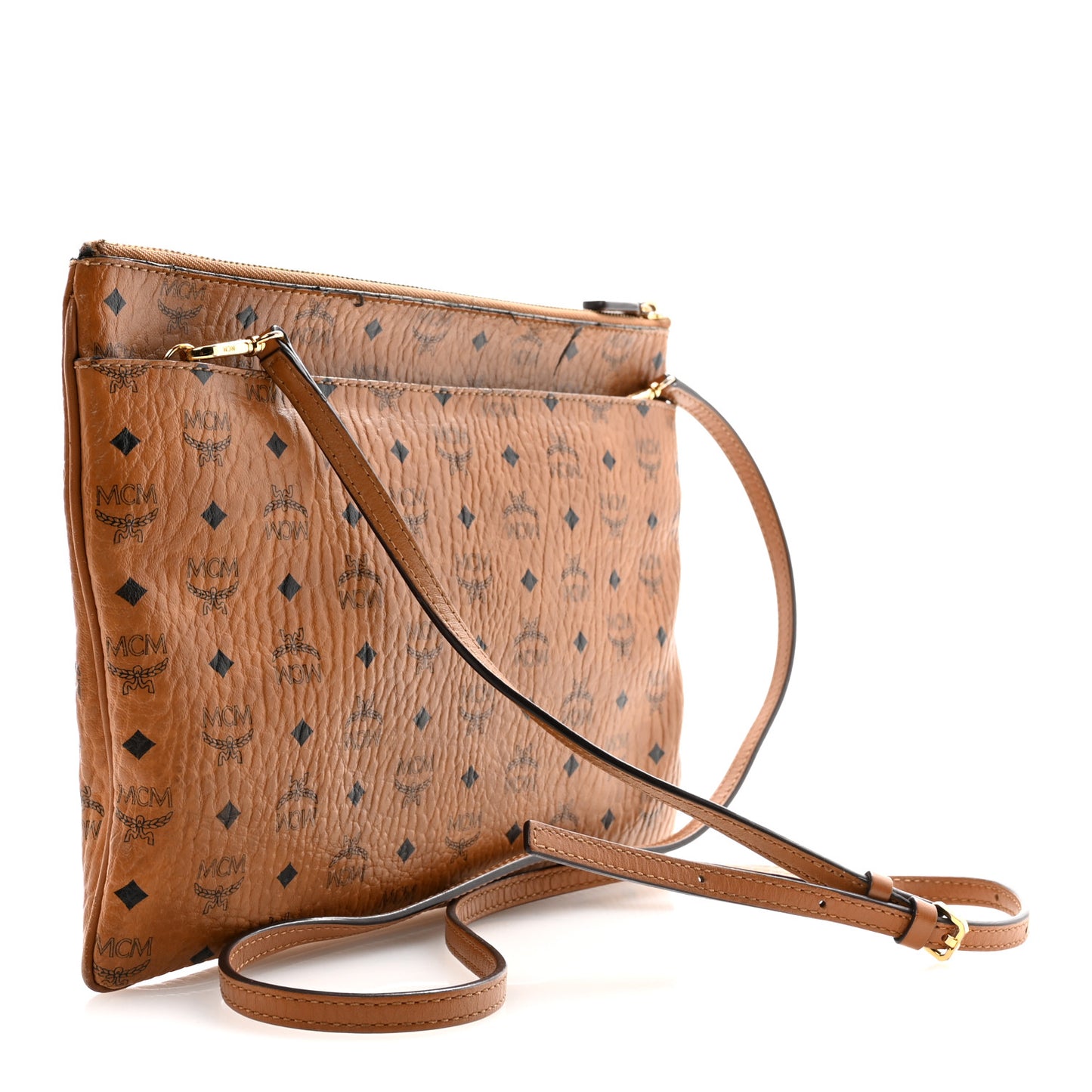 Visetos Medium Crossbody Pouch Cognac