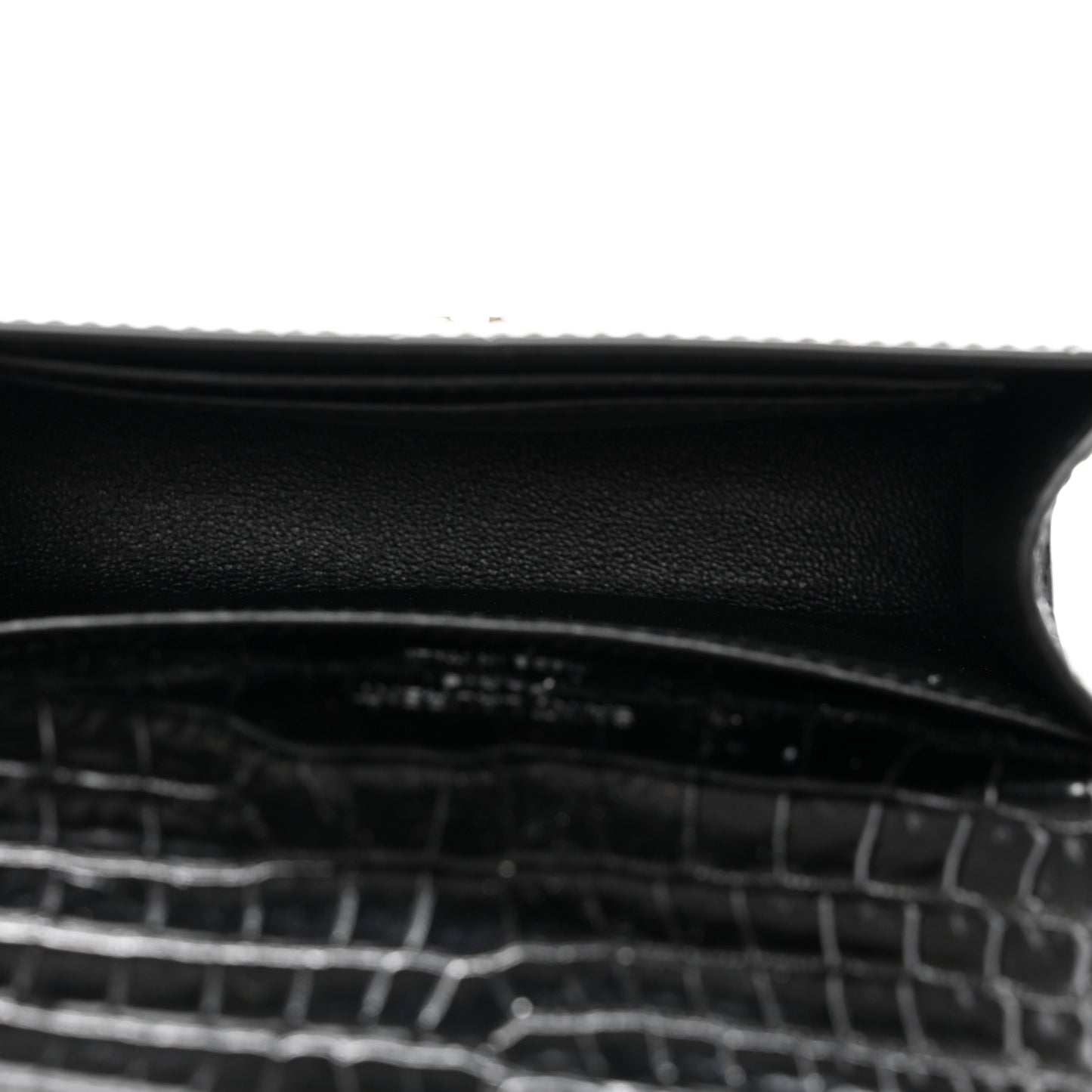 Calfskin Crocodile Embossed Monogram Kate Belt Bag Black