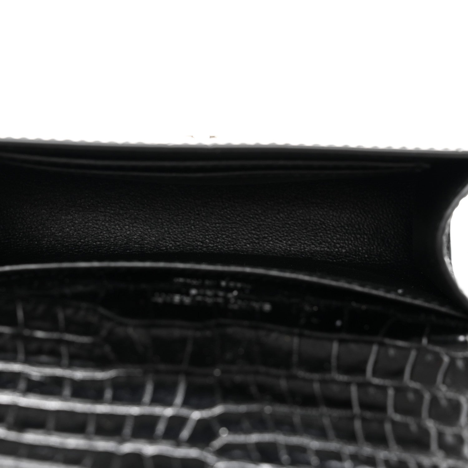 Saint Laurent Calfskin Crocodile Embossed Monogram Kate Belt Bag Black 5 of 9