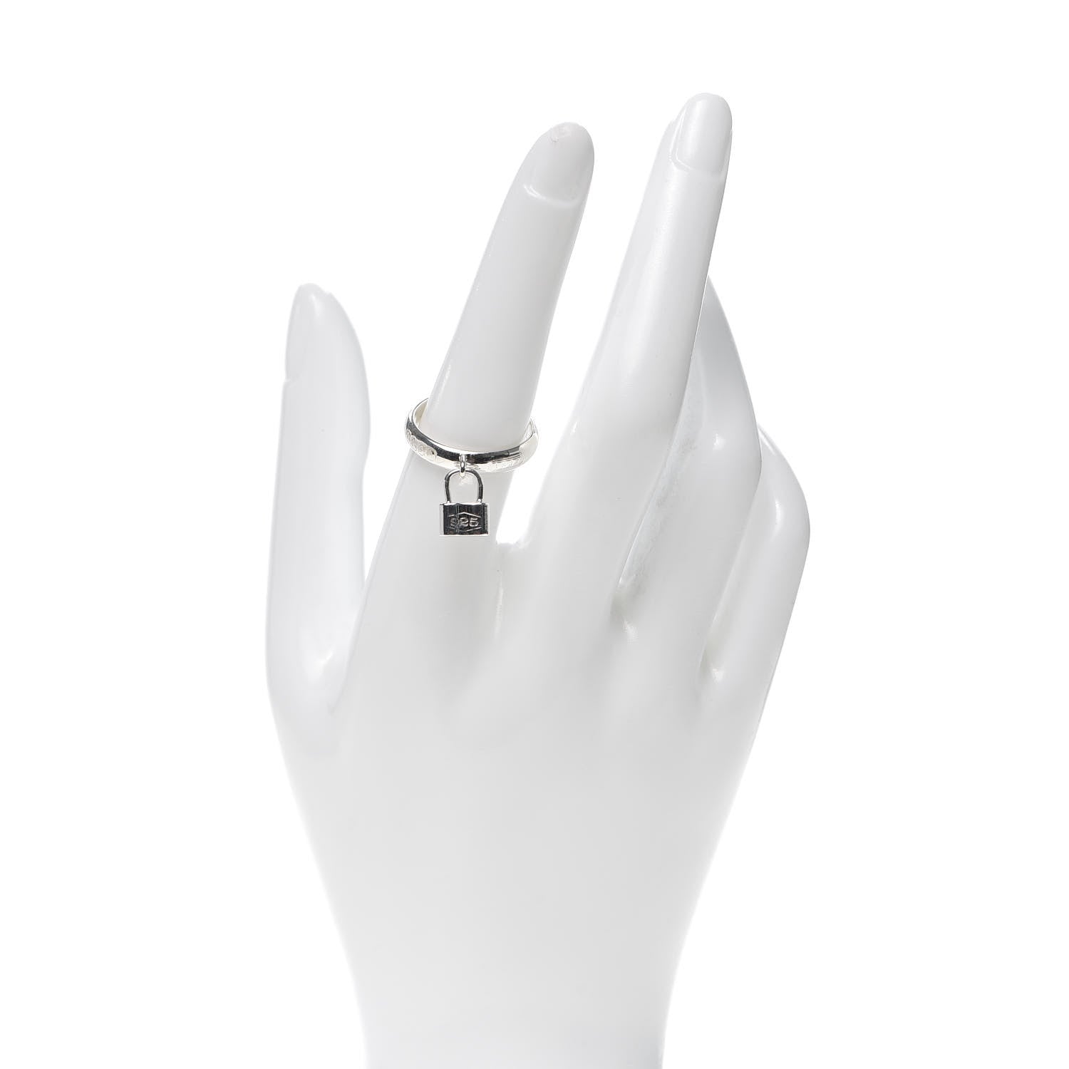 Tiffany Sterling Silver 1837 Lock Charm Ring 56 7.5 2 of 4