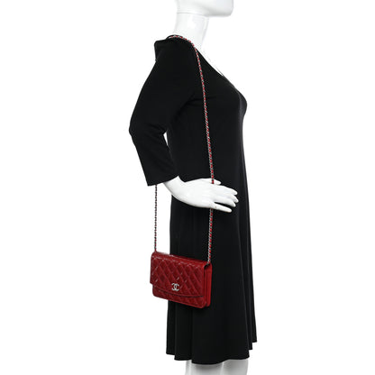 Chanel Patent Quilted Brilliant Wallet On Chain WOC Red 2 of 14