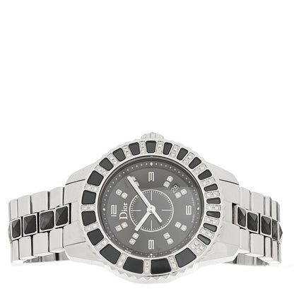 Christian Dior Stainless Steel Diamond Sapphire 33mm Christal Quartz Watch Black 2 of 4