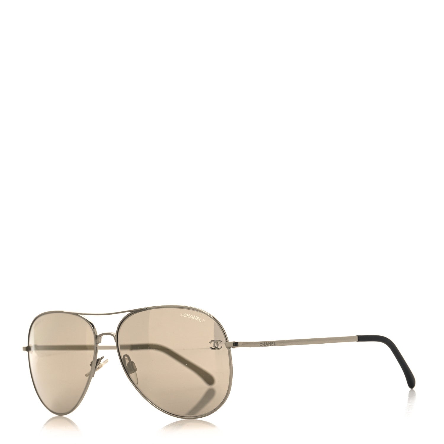 Chanel Aviator CC Sunglasses 4189-T-Q Gold 1 of 7