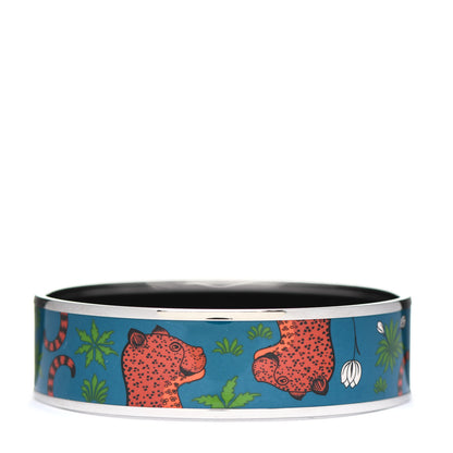 Hermes Enamel Printed Wide Les Leopards Bracelet 65 Folk 2 of 4
