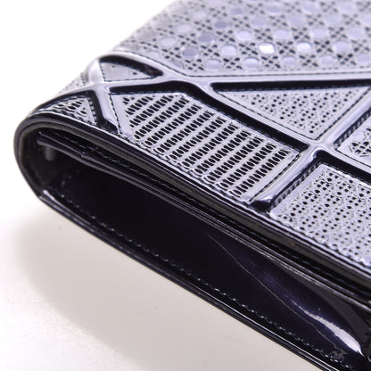 Christian Dior Metallic Patent Micro-Cannage Diorama Wallet on Chain Pouch Navy Blue 9 of 14