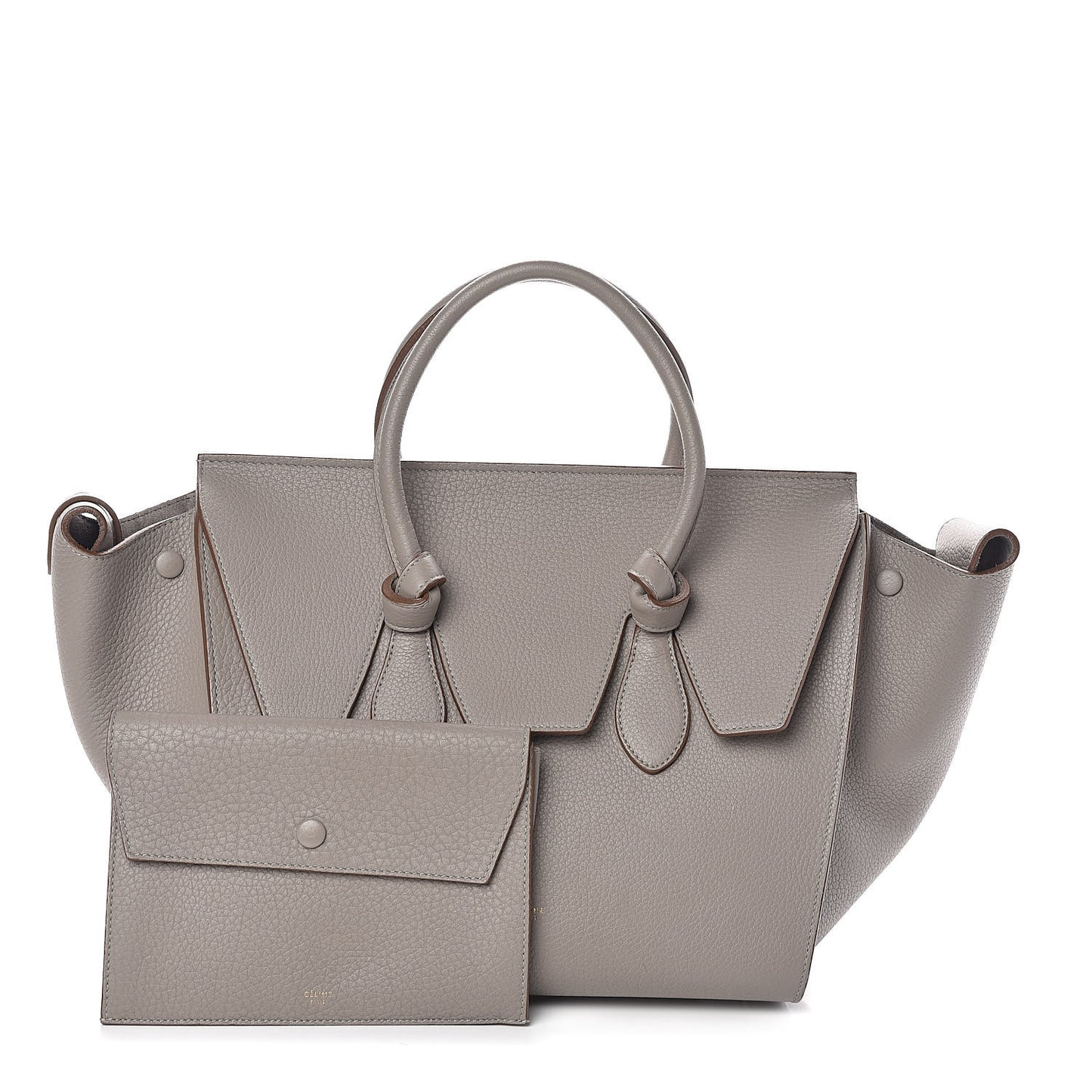 Crisped Calfskin Small Tie Knot Tote Medium Grey