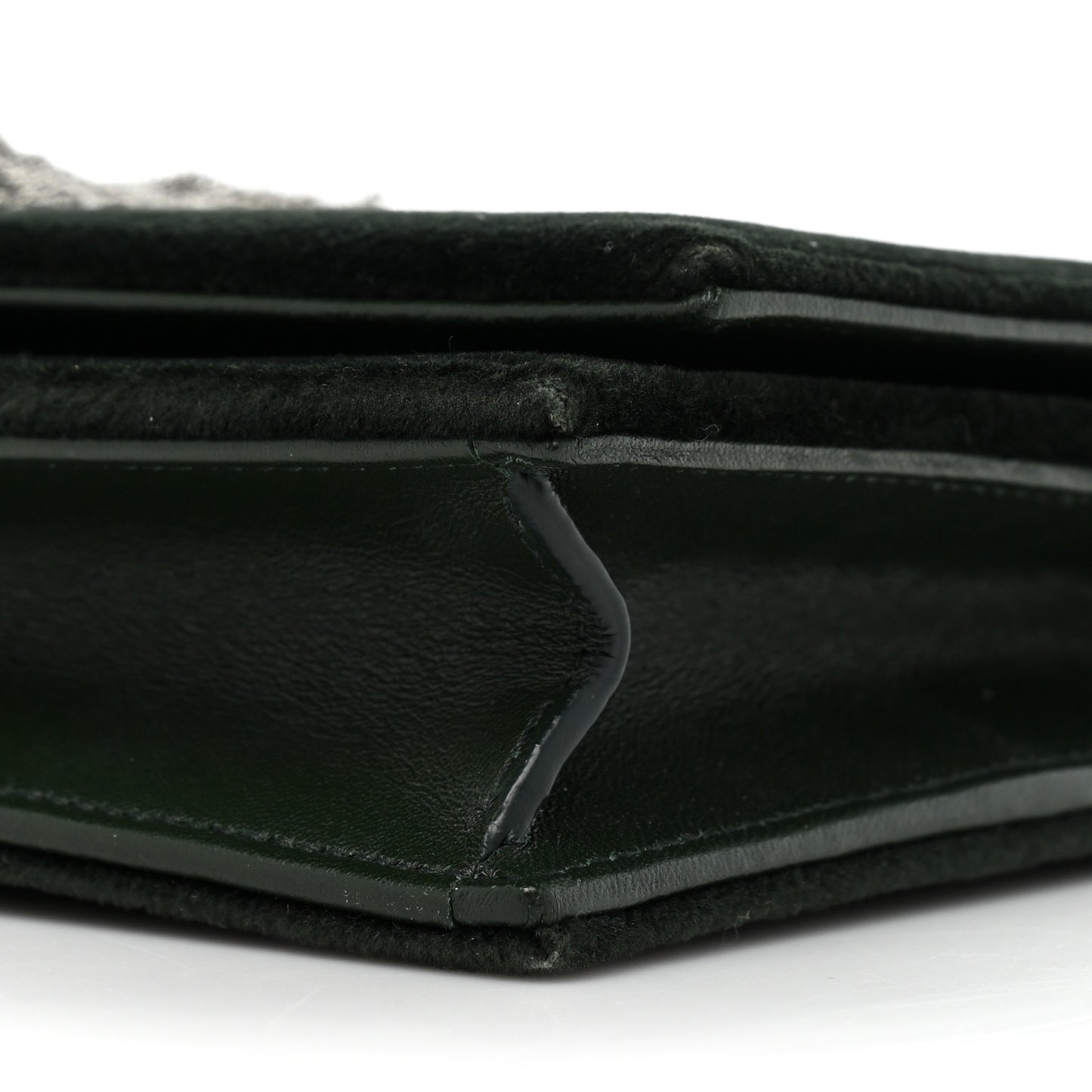Velvet Crystal Monogram Kate Tassel Chain Wallet Dark Green