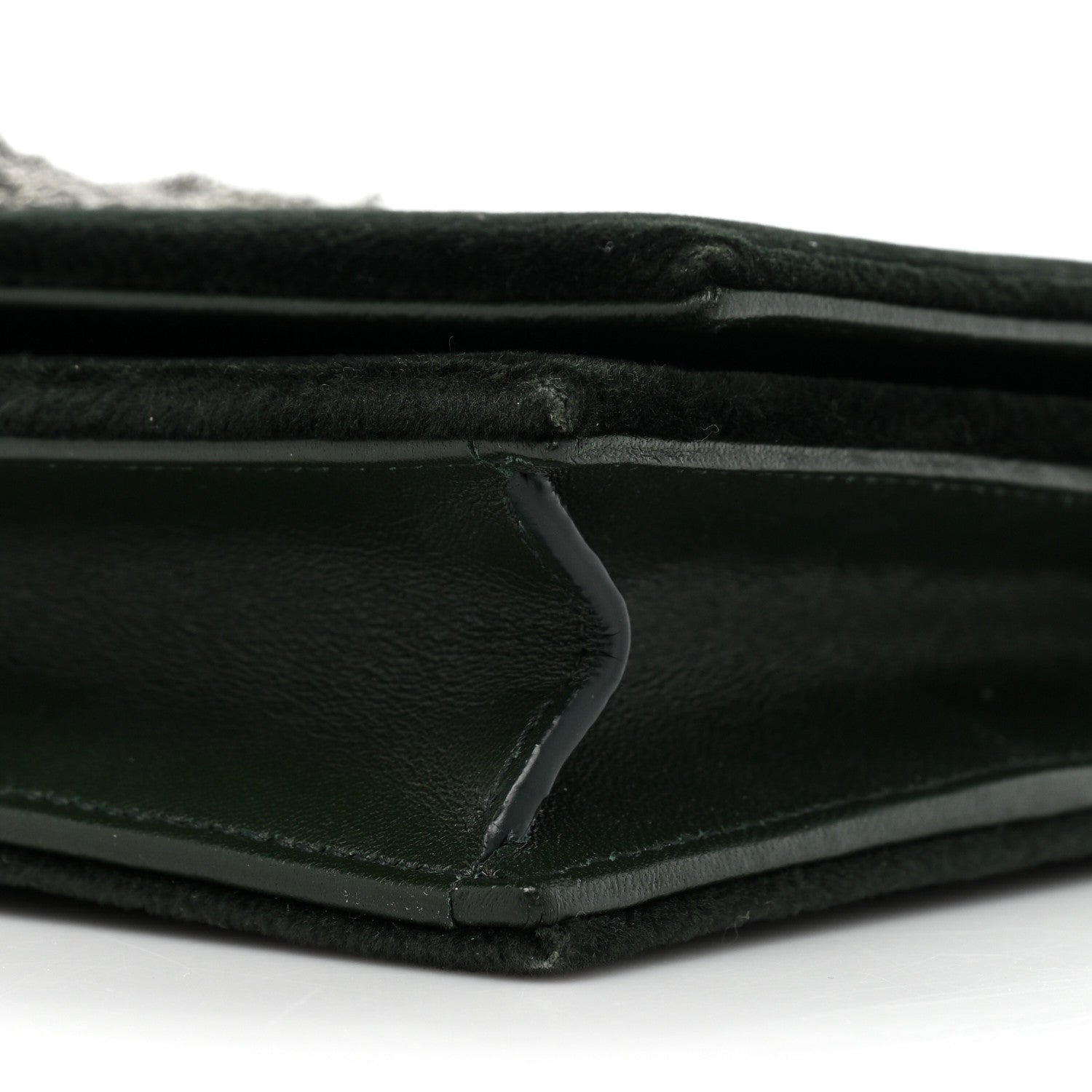 Saint Laurent Velvet Crystal Monogram Kate Tassel Chain Wallet Dark Green 8 of 20