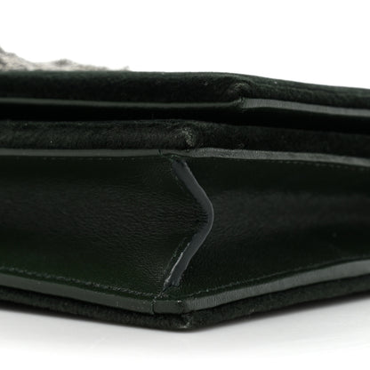 Saint Laurent Velvet Crystal Monogram Kate Tassel Chain Wallet Dark Green 8 of 20